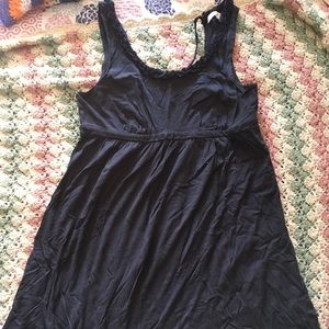 Loft sun dress in navy with ruffle detail
